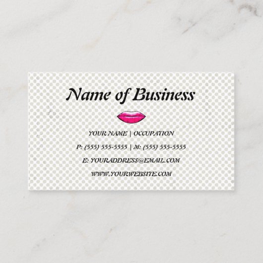 Leuke Hot Pink Lips Retro Grunge Make-up Artiest Visitekaartje (Achterkant)