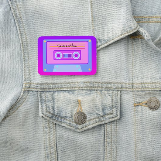 Leuke Hot Pink y2k 90s Vaporwave cassette Pin Naamplaatje (In situ)