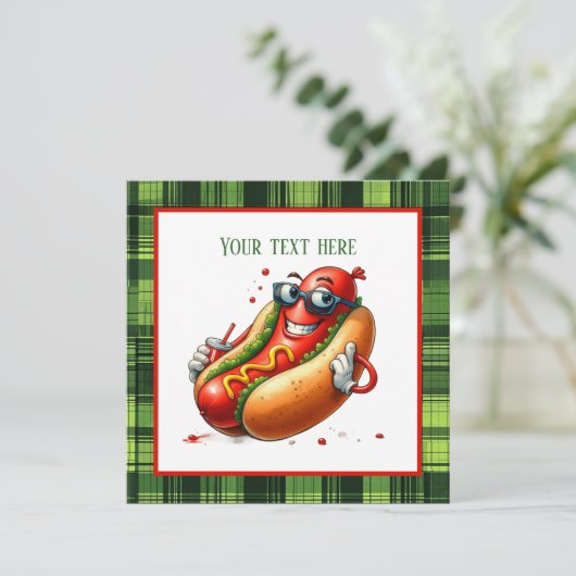 Leuke hotdog liefhebbers feest kaart (Staand voorkant)