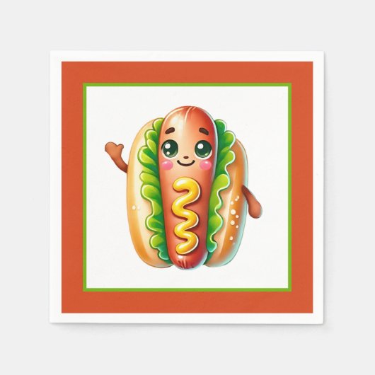 Leuke hotdog liefhebbers party papier borden servet (Voorkant)