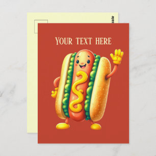 Leuke hotdog liefhebbers tekst toevoegen briefkaart