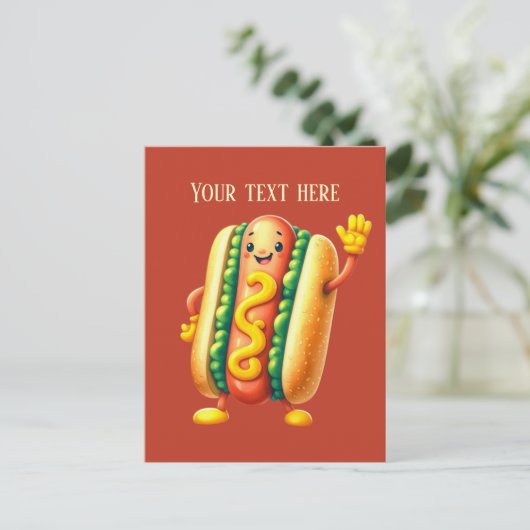 Leuke hotdog liefhebbers tekst toevoegen briefkaart (Staand voorkant)