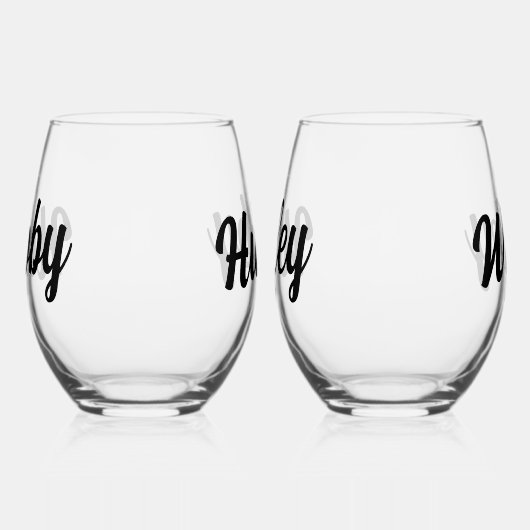 Leuke Hubby + Wifey Script Bruiloft Passen getrouw Wijnglas Zonder Voet (Links)