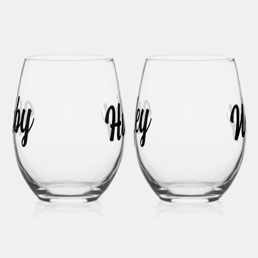 Leuke Hubby + Wifey Script Bruiloft Passen getrouw Wijnglas Zonder Voet (Rechts)