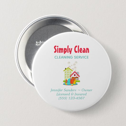 Leuke Huis Schoonmaak Service Zakelijk Ronde Button 7,6 Cm (Voorkant /achterkant)