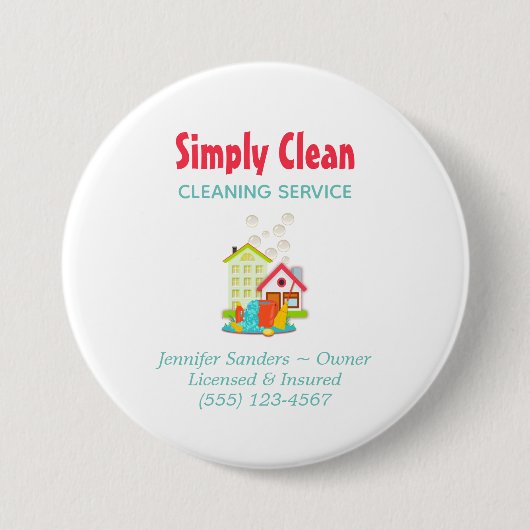 Leuke Huis Schoonmaak Service Zakelijk Ronde Button 7,6 Cm (Voorkant)