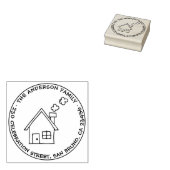 Leuke huis tekening familienaam & retour adres rubberstempel (Gestempeld)
