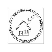 Leuke huis tekening familienaam & retour adres rubberstempel (Afrduk)
