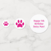 Leuke huisdier foto verjaardagsfeestje roze poot a confetti (Achterkanten)