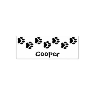 Leuke huisdier pootafdruk stempel met naam Cooper