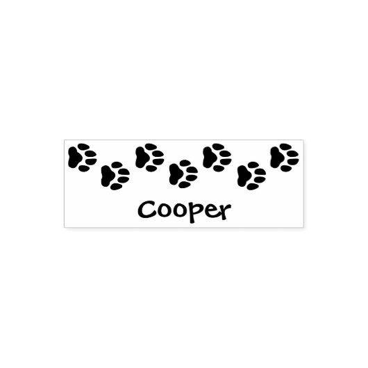 Leuke huisdier pootafdruk stempel met naam Cooper (Design)