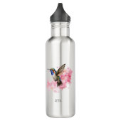 Leuke Hummingbird Floral Waterverf gepersonaliseer Waterfles (Links)