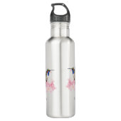 Leuke Hummingbird Floral Waterverf gepersonaliseer Waterfles (Achterkant)