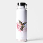 Leuke Hummingbird Floral Waterverf gepersonaliseer Waterfles (Achterkant)