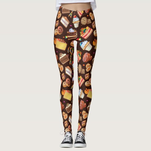 Leuke Humor Comic Cartoon Snoep Snoepjes Taarten D Leggings (Voorkant)