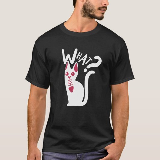 Leuke Humor Fools 'Day Cartoon Cat White Magenta T-shirt (Voorkant)
