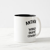 Leuke Humor World's Okayest Coworker aangepaste te Tweekleurige Koffiemok (Voorkant rechts)