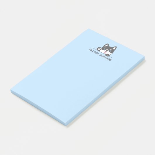 Leuke Husky Dog Blauw Custom Name Post-it® Notes (Schuin)