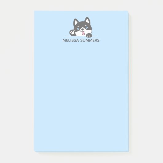 Leuke Husky Dog Blauw Custom Name Post-it® Notes (Voorkant)