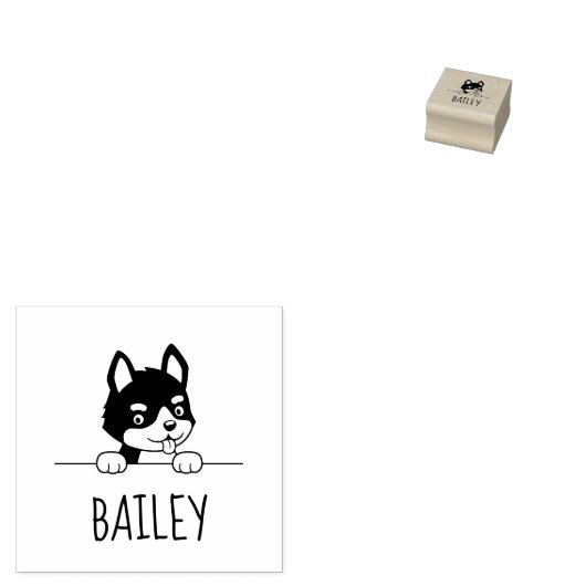 Leuke Husky Pup aangepaste naam Rubberstempel (Gestempeld)