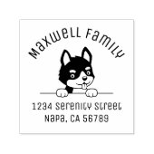 Leuke Husky Puppy Arch Familieadres Zelfinktende Stempel (Design)