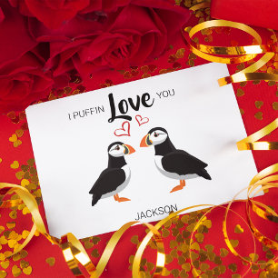 Leuke I Puffin Houd Van Jou Valentijnsdag Feestdagenkaart