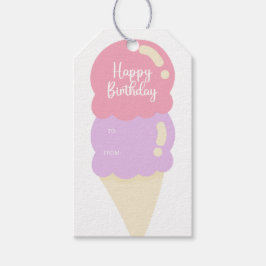 Leuke Ice Cream Cone Gelukkige Verjaardag Cadeaulabel
