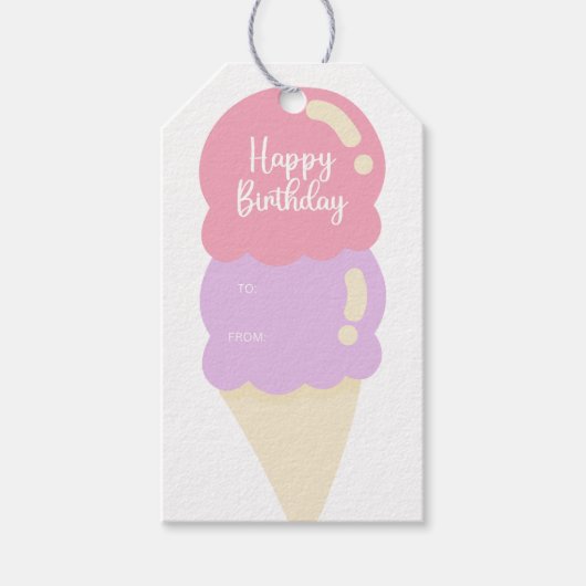 Leuke Ice Cream Cone Gelukkige Verjaardag Cadeaulabel (Voorkant)