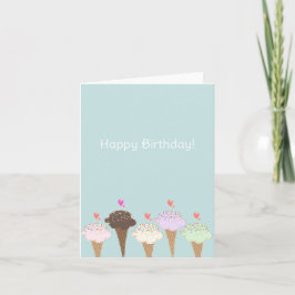 Leuke Ice Cream Cone Gelukkige Verjaardag Notitiekaartje
