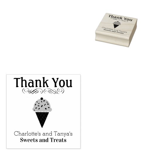 Leuke Ice Cream Cone Logo Dank u Business Rubberstempel (Gestempeld)