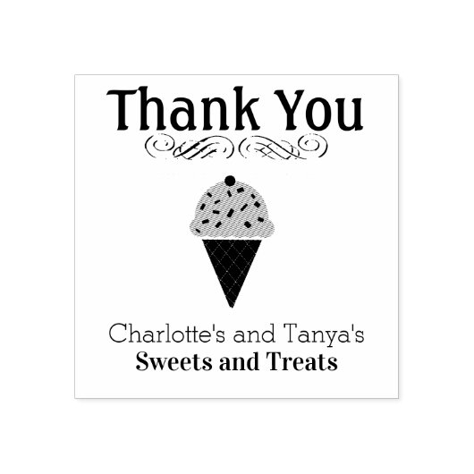 Leuke Ice Cream Cone Logo Dank u Business Rubberstempel (Afrduk)