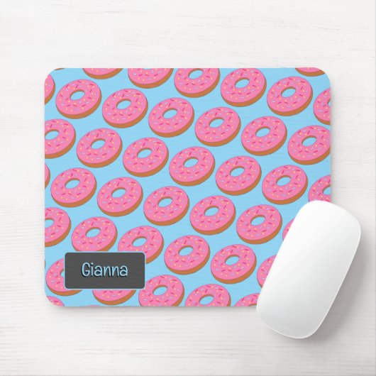Leuke Iced Doughnuts - Roze Frosted Rings met Naam Muismat (Met muis)