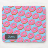 Leuke Iced Doughnuts - Roze Frosted Rings met Naam Muismat (Voorkant)
