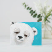 Leuke Ijsbeer op Blauw Briefkaart (Staand voorkant)