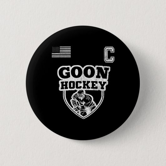 Leuke ijshockey - Team Goon Captain Ronde Button 5,7 Cm (Voorkant)