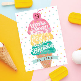 Leuke Ijsje Kegel Schep Confetti Verjaardagskaart Kaart