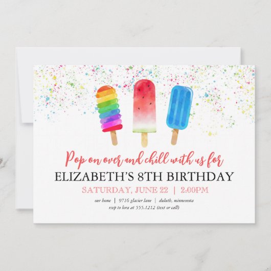 Leuke ijsjes Pop op Over Verjaardagsuitnodiging Kaart (Voorkant)