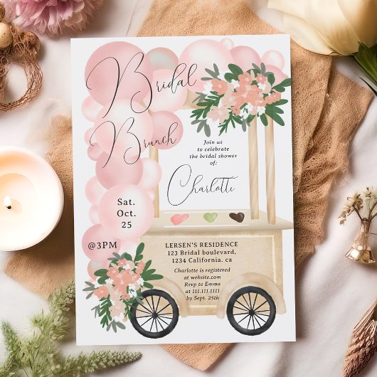 Leuke ijskar roze ballonnen vrijgezellenfeest kaart