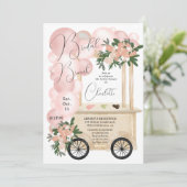 Leuke ijskar roze ballonnen vrijgezellenfeest kaart (Staand voorkant)