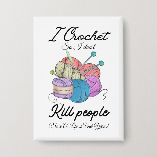 Leuke ik Haak Red Een Leven Garens Kunst Button (Voorkant)