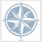 Leuke illustratie Blauw kompas linocut kompas, Sticker (Vel)
