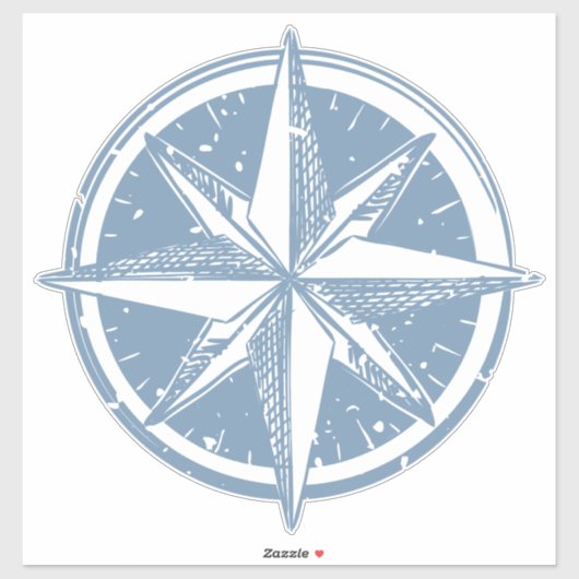 Leuke illustratie Blauw kompas linocut kompas, Sticker (Vel)