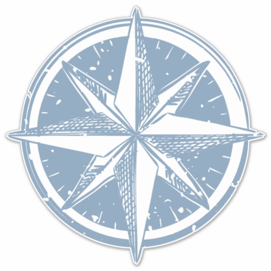 Leuke illustratie Blauw kompas linocut kompas, Sticker (Voorkant)