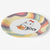 Leuke illustratie Happy Halloween Boo Papieren Bordje (Gekanteld)