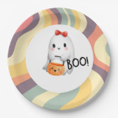 Leuke illustratie Happy Halloween Boo Papieren Bordje (Voorkant)