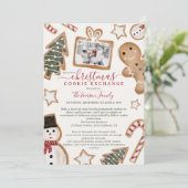 Leuke illustratie Kerst cookie uitwisseling partij Kaart (Staand voorkant)