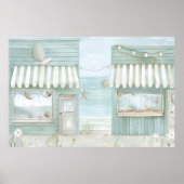 Leuke illustratie kust wonen strand scene poster (Voorkant)