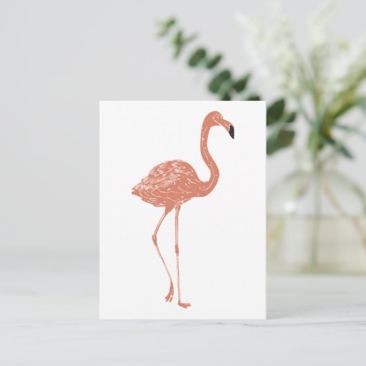 Leuke illustratie rode flamingo linocut briefkaart (Staand voorkant)