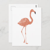 Leuke illustratie rode flamingo linocut briefkaart (Voorkant / Achterkant)