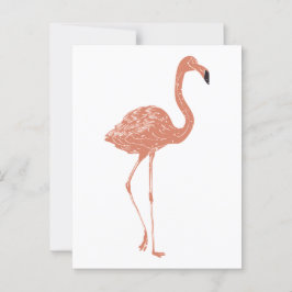 Leuke illustratie rode flamingo linocut briefkaart